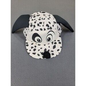 Vintage Disney Dalmatian Hat Cap Strap Back White Black Dog Kids Atlas USA 90s